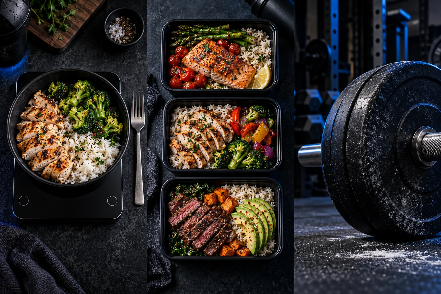 Fresh vegetables and prepared food on a kitchen table